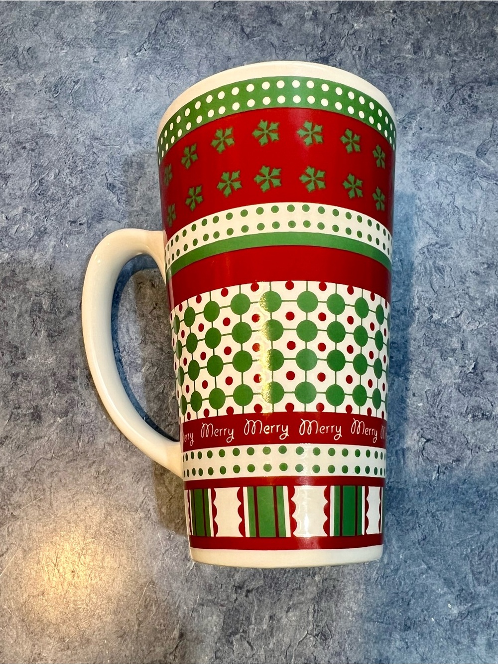 Holiday Merry Ceramic Large Mug - Red, White, & Green NWOT